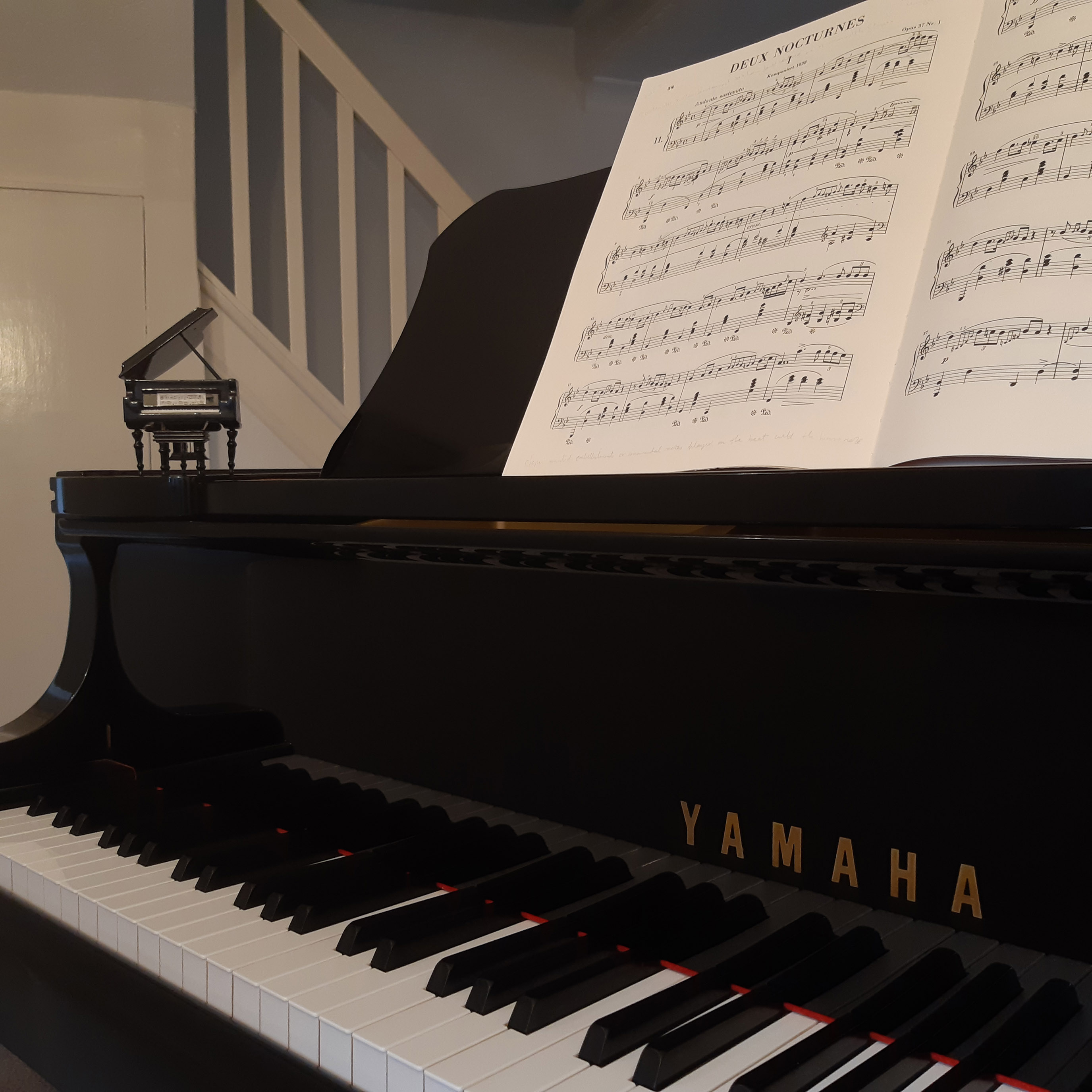 Yamaha grand piano at the Just Piano tuition studio