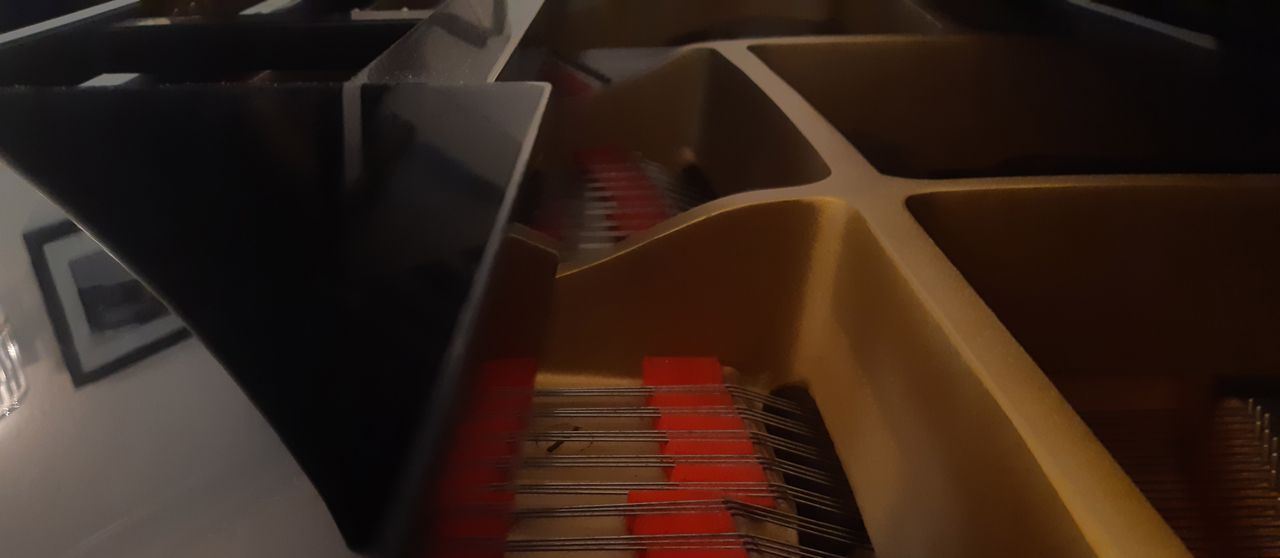 Strings and internal components of a grand piano